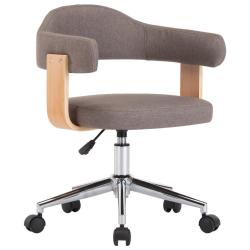 Chaise fauteuil si&egrave;ge pivotante de bureau informatique &eacute;tude bois courb&eacute; et tissu taupe 02_0024176