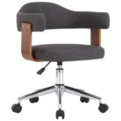 Chaise fauteuil si&egrave;ge pivotante de bureau informatique &eacute;tude bois courb&eacute; et tissu gris 02_0024106