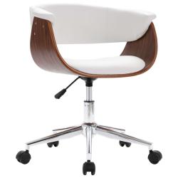Chaise fauteuil si&egrave;ge pivotante de bureau informatique &eacute;tude bois courb&eacute; et similicuir noir 02_0024
