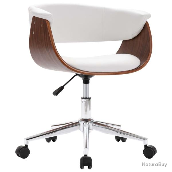 Chaise fauteuil si�ge pivotante de bureau informatique �tude bois courb� et similicuir noir 02_0024
