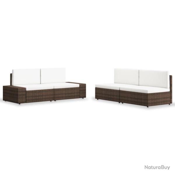 Salon de jardin meuble d'ext�rieur ensemble de mobilier 4 pi�ces r�sine tress�e marron 02_0016278