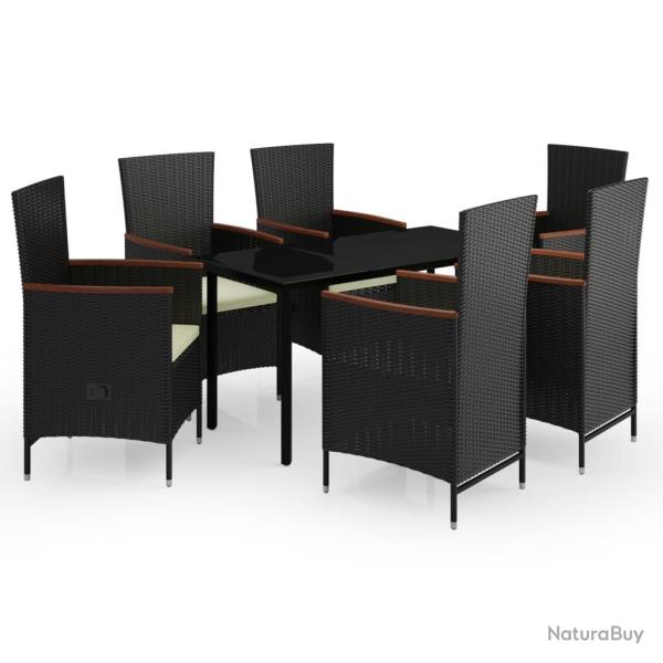 Mobilier de salle � manger de jardin avec coussins 7 pi�ces noir 02_0014611