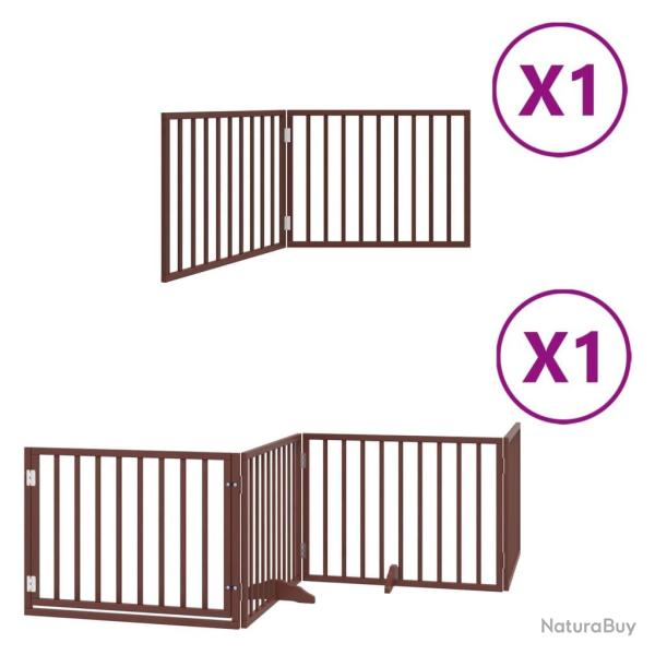 Barri�re de s�curit� pour chien animaux de compagnie avec porte pliable 6 panneaux bois peuplier ma