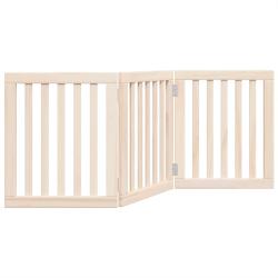 Barri&egrave;re de s&eacute;curit&eacute; pour chien animaux de compagnie pliable 3 panneaux 150 cm bois de peuplier mar
