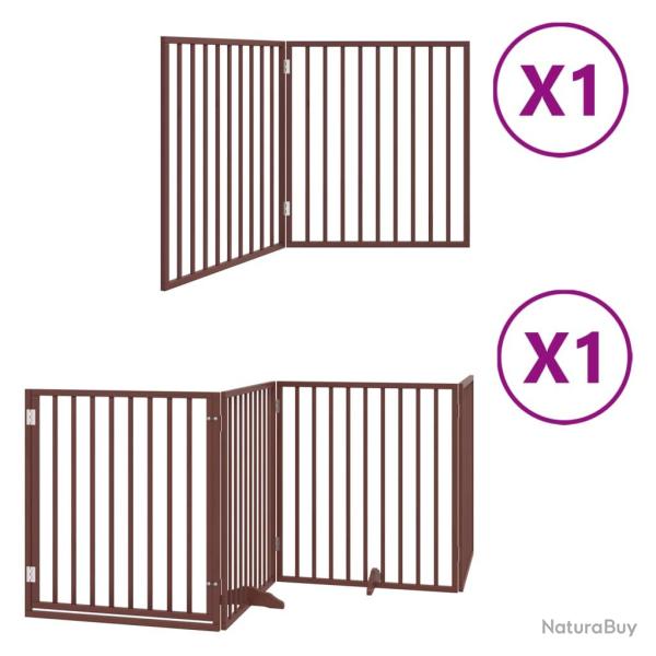 Barri�re de s�curit� pour chien animaux de compagnie avec porte pliable 6 panneaux bois peuplier ma