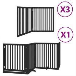 Barri&egrave;re de s&eacute;curit&eacute; pour chien animaux de compagnie porte pliable 10panneaux bois peuplier noir 02