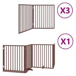 Barri&egrave;re de s&eacute;curit&eacute; pour chien animaux de compagnie porte pliable 10 panneaux bois de peuplier mar