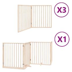 Barri&egrave;re de s&eacute;curit&eacute; pour chien animaux de compagnie porte pliable 10 panneaux bois de peuplier mar