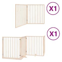 Barri&egrave;re de s&eacute;curit&eacute; pour chien animaux de compagnie avec porte pliable 6 panneaux bois peuplier ma