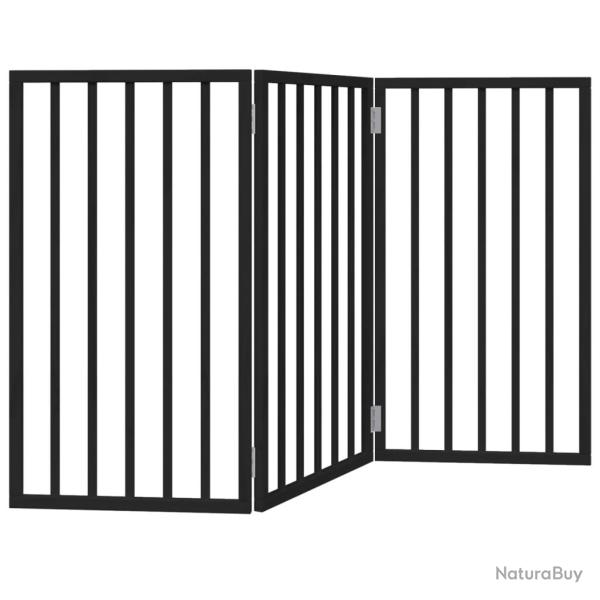 Barri�re de s�curit� pour chien animaux de compagnie pliable 3 panneaux bois de peuplier noir 02_00
