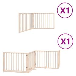 Barri&egrave;re de s&eacute;curit&eacute; pour chien animaux de compagnie avec porte pliable 6 panneaux bois peuplier ma