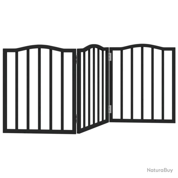 Barri�re de s�curit� pour chien animaux de compagnie pliable 3 panneaux bois de peuplier noir 02_00