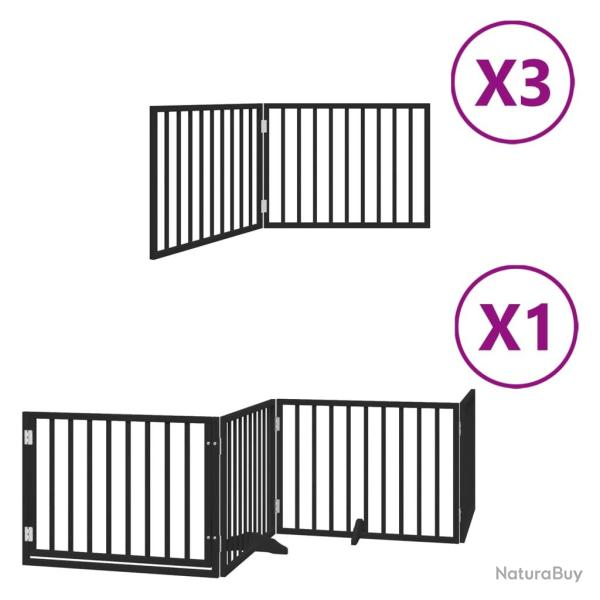 Barri�re de s�curit� pour chien animaux de compagnie porte pliable 10panneaux bois peuplier noir 02