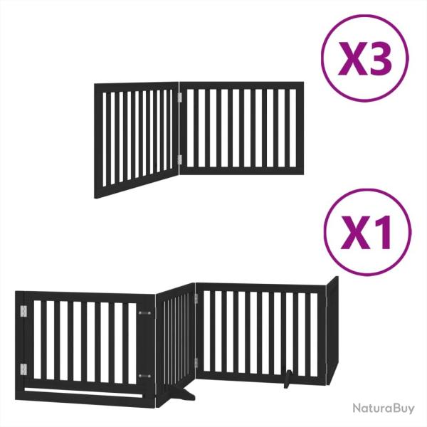 Barri�re de s�curit� pour chien animaux de compagnie porte pliable 10panneaux bois peuplier noir 02