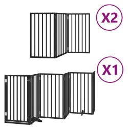 Barri&egrave;re de s&eacute;curit&eacute; pour chien animaux de compagnie porte pliable 12 panneaux bois peuplier noir 0