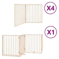Barri&egrave;re de s&eacute;curit&eacute; pour chien animaux de compagnie porte pliable 12 panneaux bois de peuplier mar