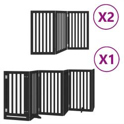 Barri&egrave;re de s&eacute;curit&eacute; pour chien animaux de compagnie porte pliable 12 panneaux bois peuplier noir 0