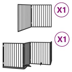 Barri&egrave;re de s&eacute;curit&eacute; pour chien animaux de compagnie porte pliable 6 panneaux bois peuplier noir 02