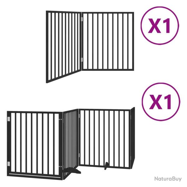 Barri�re de s�curit� pour chien animaux de compagnie porte pliable 6 panneaux bois peuplier noir 02