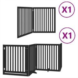 Barri&egrave;re de s&eacute;curit&eacute; pour chien animaux de compagnie porte pliable 6 panneaux bois peuplier noir 02