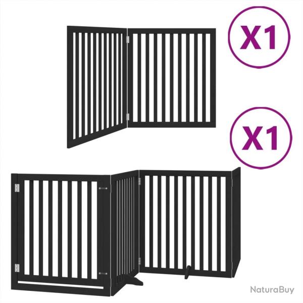 Barri�re de s�curit� pour chien animaux de compagnie porte pliable 6 panneaux bois peuplier noir 02