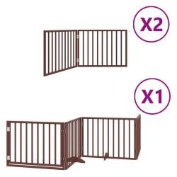 Barri&egrave;re de s&eacute;curit&eacute; pour chien animaux de compagnie porte pliable 8 panneaux bois de peuplier marr