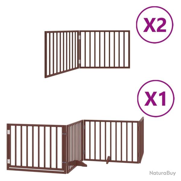 Barri�re de s�curit� pour chien animaux de compagnie porte pliable 8 panneaux bois de peuplier marr