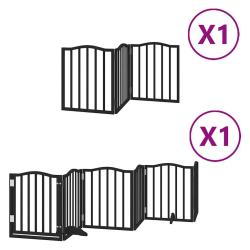 Barri&egrave;re de s&eacute;curit&eacute; pour chien animaux de compagnie porte pliable 9 panneaux bois peuplier noir 02