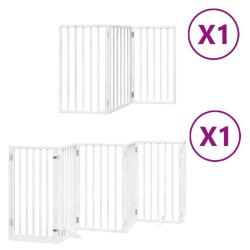 Barri&egrave;re de s&eacute;curit&eacute; pour chien animaux de compagnie porte pliable 9panneaux bois peuplier blanc 02
