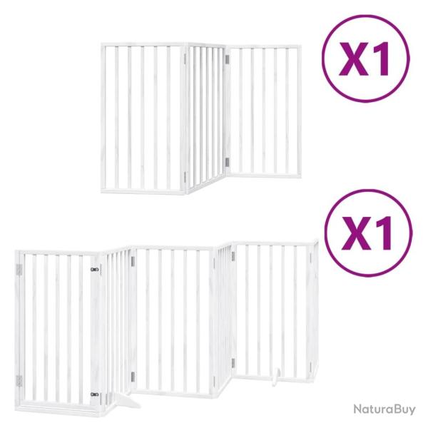 Barri�re de s�curit� pour chien animaux de compagnie porte pliable 9panneaux bois peuplier blanc 02