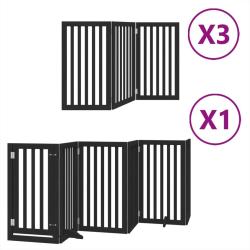 Barri&egrave;re de s&eacute;curit&eacute; pour chien animaux de compagnie porte pliable 15panneaux bois peuplier noir 02
