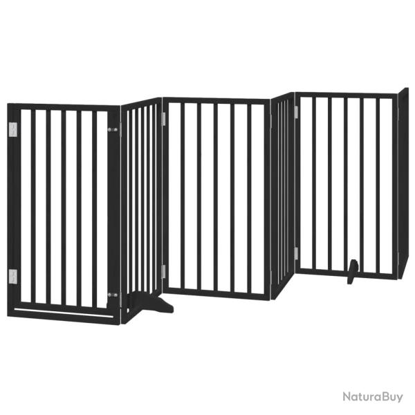 Barri�re de s�curit� pour chien animaux de compagnie porte pliable 9 panneaux bois peuplier noir 02
