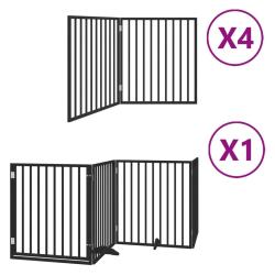 Barri&egrave;re de s&eacute;curit&eacute; pour chien animaux de compagnie porte pliable 12 panneaux bois peuplier noir 0