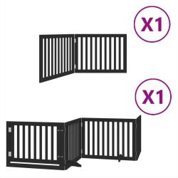 Barri&egrave;re de s&eacute;curit&eacute; pour chien animaux de compagnie porte pliable 6 panneaux bois peuplier noir 02