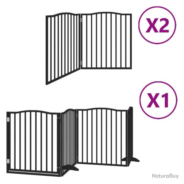 Barri�re de s�curit� pour chien animaux de compagnie porte pliable 8 panneaux bois peuplier noir 02