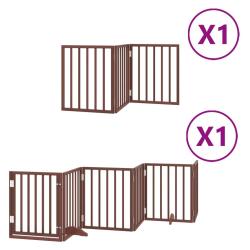 Barri&egrave;re de s&eacute;curit&eacute; pour chien animaux de compagnie porte pliable 9 panneaux bois de peuplier marr