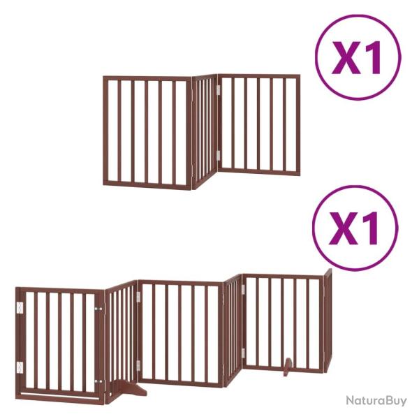 Barri�re de s�curit� pour chien animaux de compagnie porte pliable 9 panneaux bois de peuplier marr