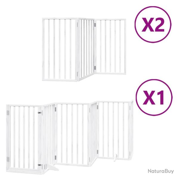 Barri�re de s�curit� pour chien animaux de compagnie porte pliable 12 panneaux bois de peuplier bla