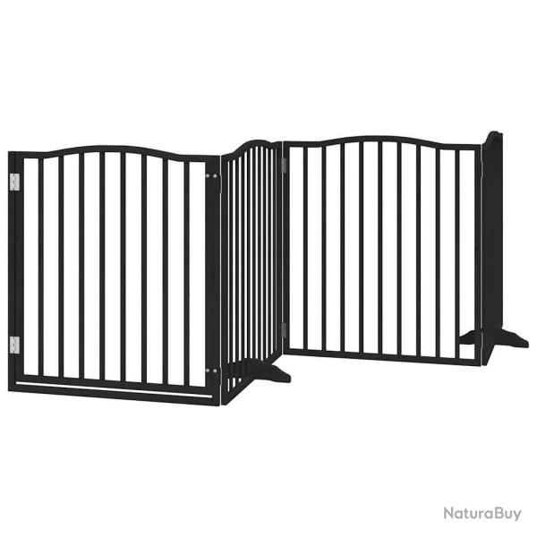 Barri�re de s�curit� pour chien animaux de compagnie porte pliable 6 panneaux bois peuplier noir 02