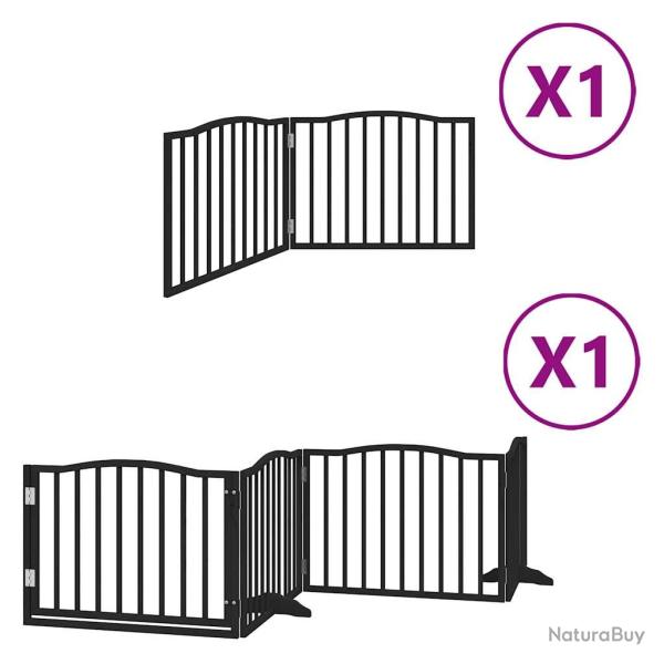 Barri�re de s�curit� pour chien animaux de compagnie porte pliable 6 panneaux bois peuplier noir 02