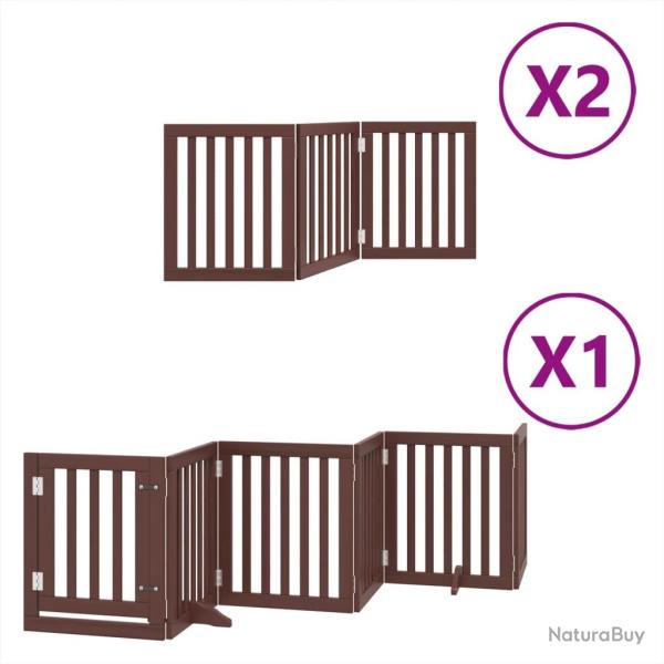 Barri�re de s�curit� pour chien animaux de compagnie porte pliable 12 panneaux bois de peuplier mar