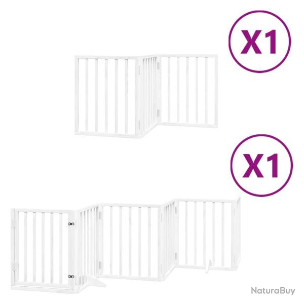 Barri�re de s�curit� pour chien animaux de compagnie porte pliable 9panneaux bois peuplier blanc 02