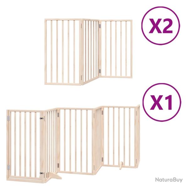 Barri�re de s�curit� pour chien animaux de compagnie porte pliable 12 panneaux bois de peuplier mar