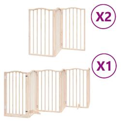 Barri&egrave;re de s&eacute;curit&eacute; pour chien animaux de compagnie porte pliable 12 panneaux bois de peuplier mar