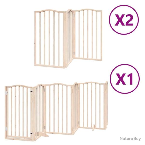 Barri�re de s�curit� pour chien animaux de compagnie porte pliable 12 panneaux bois de peuplier mar