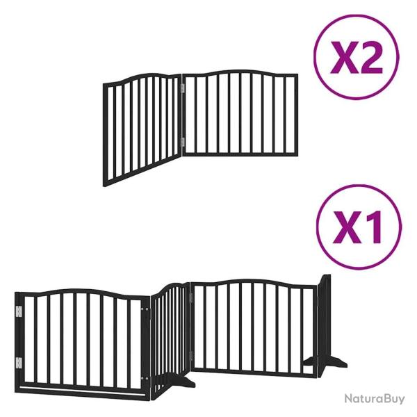 Barri�re de s�curit� pour chien animaux de compagnie porte pliable 8 panneaux bois peuplier noir 02