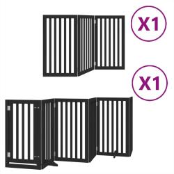 Barri&egrave;re de s&eacute;curit&eacute; pour chien animaux de compagnie porte pliable 9 panneaux bois peuplier noir 02