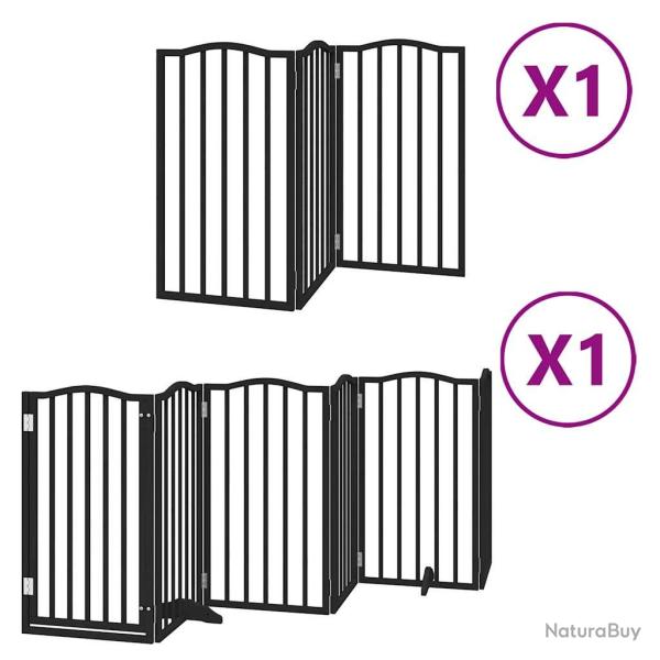 Barri�re de s�curit� pour chien animaux de compagnie porte pliable 9 panneaux bois peuplier noir 02