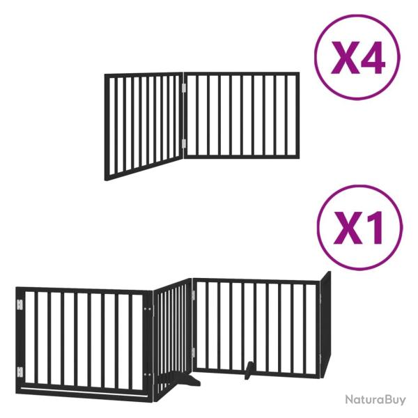 Barri�re de s�curit� pour chien animaux de compagnie porte pliable 12 panneaux bois peuplier noir 0