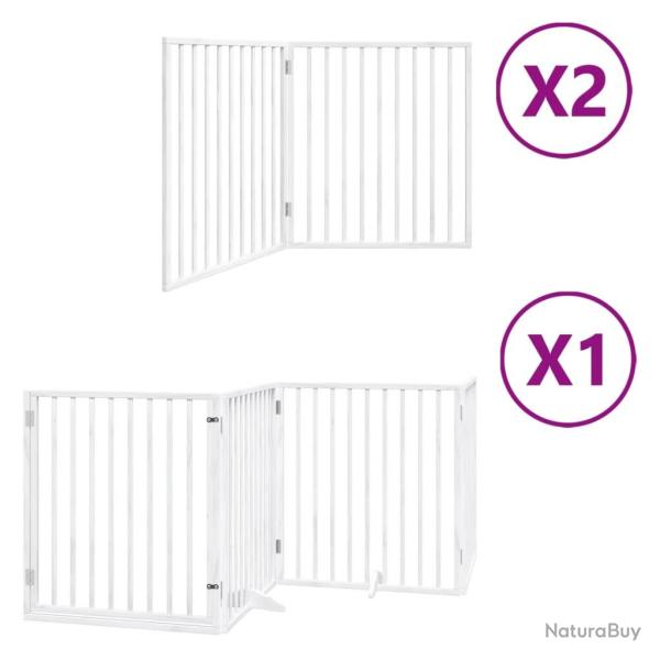 Barri�re de s�curit� pour chien animaux de compagnie porte pliable 8panneaux bois peuplier blanc 02